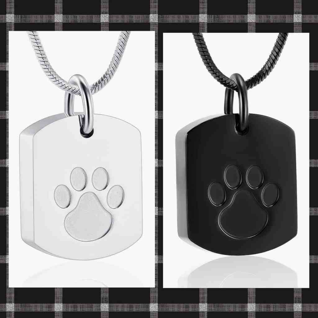 Paw Print Tag Pet Cremation Necklace