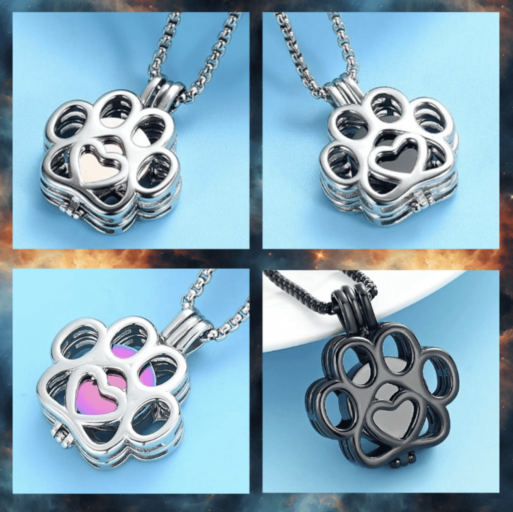 Paw Print Locket Pet Cremation Necklace