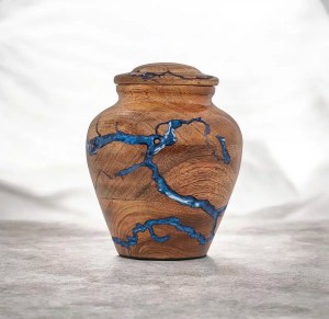 Wood and Turquoise Urn